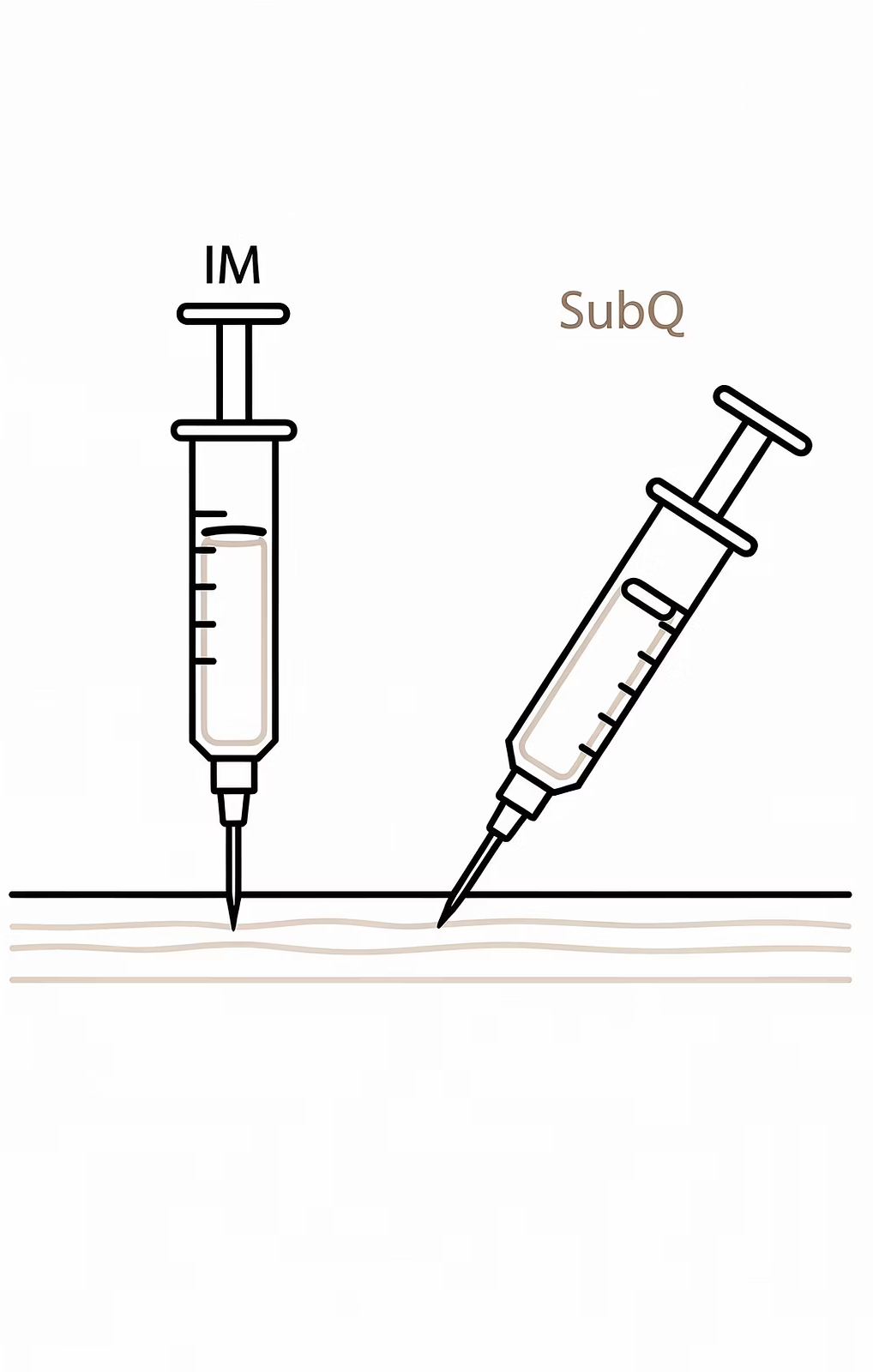 Illustration comparing IM and SubQ tissue targets